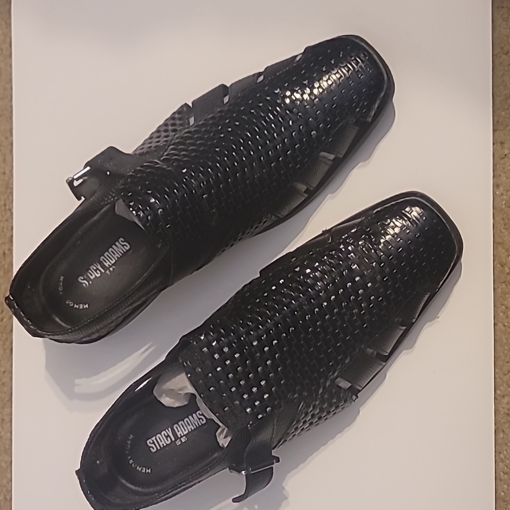 Stacy Adams Solera black lizard print woven genuine leather shoe size 10 1/2 W